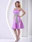 Lavender A-line Knee-length Prom / Homecoming Dress With Sequins Decorated Sash