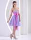 Beaded Decorate Sweetheart Lavender and Lilac Prom / Homecoming Dress With Sash Knee-length