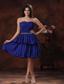 Mini-length Navy Blue Chiffon Short Prom Dress For Prom With Beaded Decorate Waist In Tucson Arizona