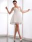 White A-line Straps Mini-length Chiffon Sequins Prom Dress