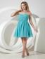 Aqua A-line / Princess Strapless Knee-length Chiffon Ruch Prom Dress