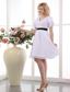White A-line V-neck Mini-length Chiffon Ruch Prom Dress