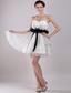 White A-Line / Princess Sweetheart Mini-length Organza Ruffles Prom Dress