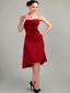 Wine Red Column / Sheath Strapless Asymmetrical Chiffon Prom Dress