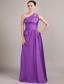 Purple Empire One Shoulder Floor-length Taffeta Beading Prom Dress