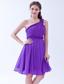 Purple A-line One Shoulder Knee-length Chiffon Ruch Prom Dress