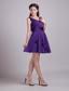 Purple Empire V-neck Mini-length Chiffon Handle Flowers Prom Dress