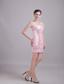 Baby Pink Column/Sheath Strapless Mini-length Taffeta Hand Flowers Prom / Homecoming Dress