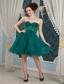Dark Green A-line Sweetheart Mini-length Organza Appliques Prom Dress