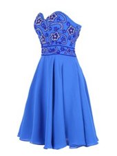 Perfect Mini Length Column/Sheath Sleeveless Blue Dress for Prom Zipper