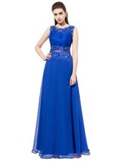 Flare Scoop Sleeveless Zipper Floor Length Beading and Lace Pageant Dress Wholesale