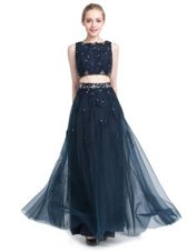 Fabulous Scoop Sleeveless Zipper Floor Length Beading Dress for Prom