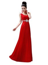 Luxury Sleeveless Zipper Floor Length Beading Prom Evening Gown