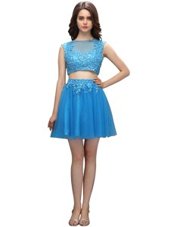 Best Bateau Sleeveless Tulle Dress for Prom Beading and Appliques Zipper