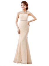 Unique Sleeveless Zipper Floor Length Beading and Lace Homecoming Dress