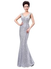 Fine Sleeveless Zipper Floor Length Sequins Prom Party Dress