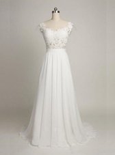 Dramatic Scoop Sleeveless Backless Bridal Gown White Tulle