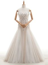 Beautiful White Lace Up Sweetheart Beading Wedding Gowns Tulle Sleeveless Brush Train