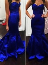 Beautiful Mermaid Royal Blue Military Ball Dresses For Women Sweetheart Sleeveless Brush Train Zipper