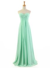 Turquoise Sleeveless Ruffles Floor Length Prom Gown