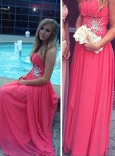 Discount Floor Length A-line Sleeveless Red Prom Evening Gown Backless