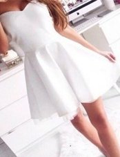 High Quality Mini Length Zipper Prom Party Dress White and In for Party with Ruching