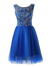 Noble Scoop Beading Homecoming Dress Royal Blue Zipper Sleeveless Mini Length