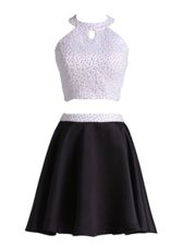 Latest Halter Top Mini Length A-line Sleeveless Black Evening Dress Zipper