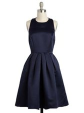Glamorous Square Knee Length Zipper Mother Of The Bride Dress Navy Blue and In for Prom and Party with Bowknot