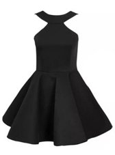 Halter Top Sleeveless Mini Length Beading Zipper Homecoming Dress Online with Black
