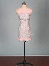 Glamorous Scoop Elastic Woven Satin Sleeveless Mini Length Prom Party Dress and Beading