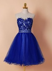 Edgy Tulle Sleeveless Knee Length Prom Party Dress and Beading and Appliques