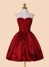 Luxury Satin Sleeveless Knee Length Prom Homecoming Dress and Beading