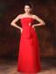 Strapless Red Empire Chiffon 2013 Prom Gowns Whit Beading Floor-length For Customize