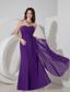Purple Column Sweetheart Floor-length Chiffon Ruch Prom Dress