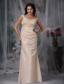 Champagne Column Off The Shoulder Floor-length Satin Prom / Evening Dress
