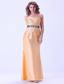 Gold Mermaid Prom Dress With Belt and Ruching Floor-length