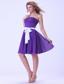 Purple Prom / Homecoming Dress With White Sash Chiffon Knee-length