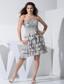 Grey Prom / Cocktail Dress With Sequins and Ruffled Layers Sweetheart Knee-length