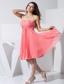 Beading and Pleat Decorate Bodice Knee-length Watermelon Red 2013 Prom / Homecoming Dress