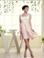 Scoop Bridesmaid Dress With White and Baby Pink Mini-length