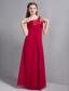 Wine Red Empire One Shoulder Ankle-length Chiffon and Taffeta Ruch Prom Dress