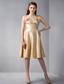 Gold Empire Strapless Knee-length Elastic Woven Satin Ruch Prom Dress