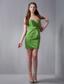 Spring Green Column Sweetheart Mini-length Taffeta Beading Bridesmaid Dress
