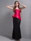 Red and Black Column Strapless Ankle-length Ruch Prom Dress