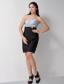 Customize Sliver and Black Column Bridesmaid Dress Strapless Mini-length Taffeta