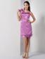 Lavender Column Square Mini-length Satin Prom Dress