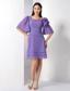 Purple Empire Square Knee-length Chiffon Prom Dress