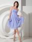 Elegant Lilac Empire Strapless Bridesmaid Dress Chiffon Beading Tea-length