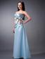 Baby Blue Cloumn Sweetheart Ankle-length Satin Ruch and Bow Bridesmaid Dress